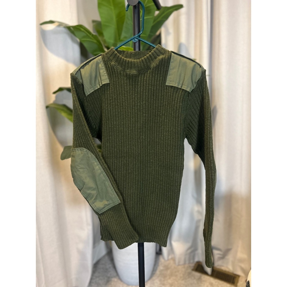 Defense Logistics Agency US Military Wool Commando Sweater Olive Green Size 40